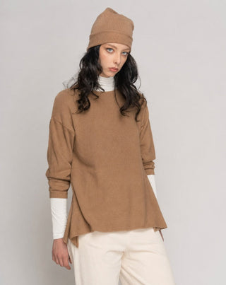 Rolled Cuffed Crewneck Sweater - Baci Fashion