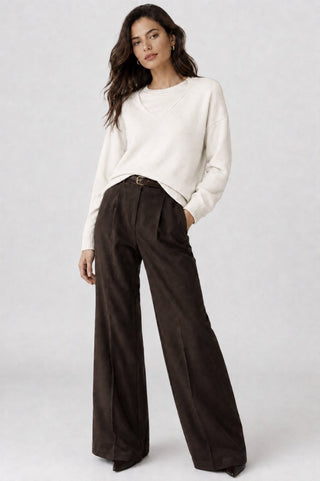 Rolled Cuffed V-Neck Sweater - Baci Fashion