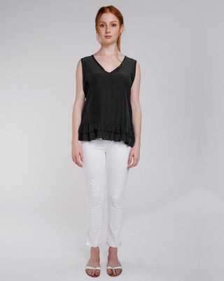 Ruffle Hem V - Neck Tank Top - Baci Fashion