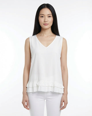 Ruffle Hem V-Neck Tank Top - Baci Fashion