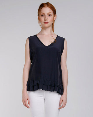 Ruffle Hem V - Neck Tank Top - Baci Fashion