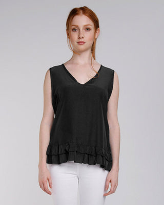 Ruffle Hem V - Neck Tank Top - Baci Fashion