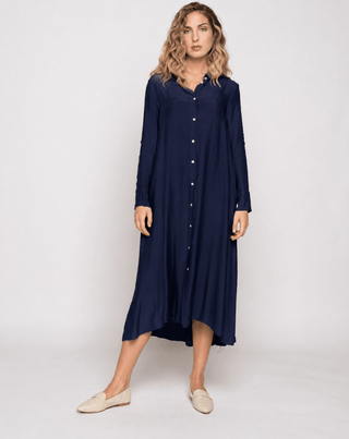 Ruffled Back Button-Up Shirtdress - Baci Fashion