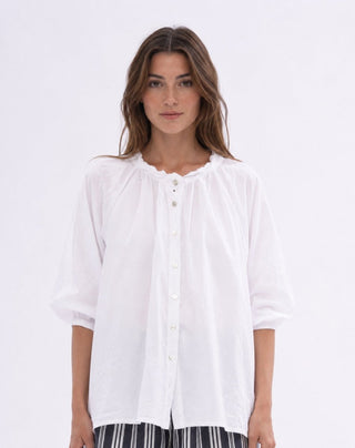 Ruffled Back Organic Cotton Blouse - Baci Fashion