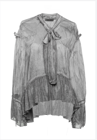 Ruffled Shirt with Scarf Collar - Baci Fashion