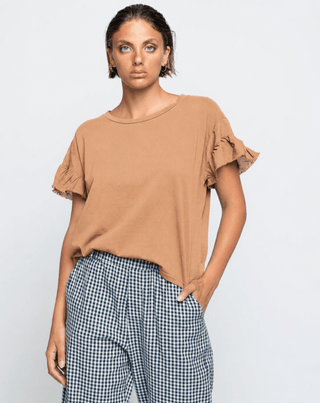 Ruffled Short Sleeve Crewneck T - Baci Fashion