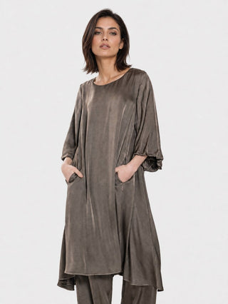 Satin Balloon Maxi Dress - Baci Fashion