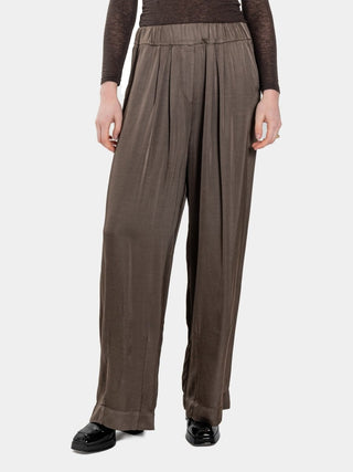 Satin Pleated Hem Trousers - Baci Fashion