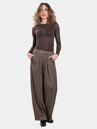 Satin Pleated Hem Trousers - Baci Fashion