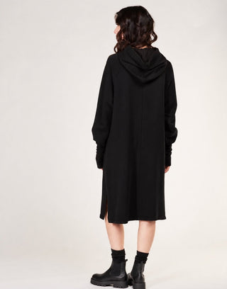 Shawl Collar Hooded Sweater Dress - Baci Fashion