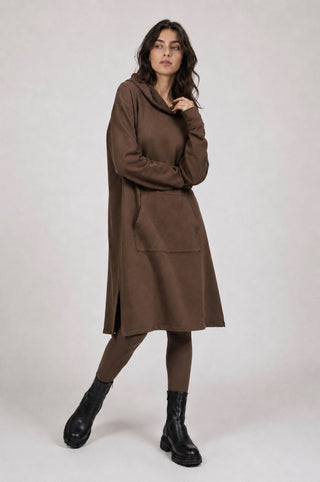 shawl-collar-hooded-sweater-dress-brown by baci