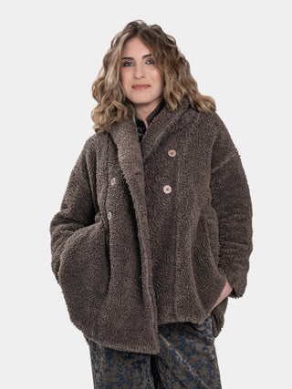 Shawl Collar Teddy Coat - Baci Fashion