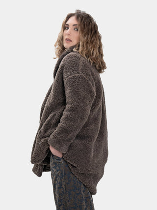 Shawl Collar Teddy Coat - Baci Fashion