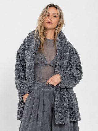 Shawl Collar Teddy Coat - Baci Fashion