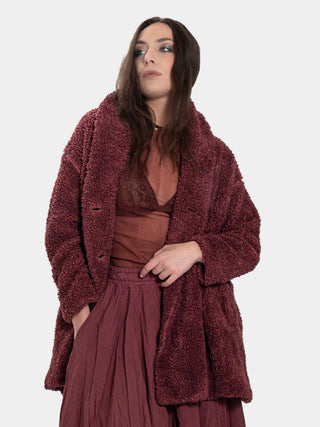 Shawl Collar Teddy Coat - Baci Fashion