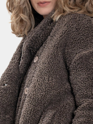 Shawl Collar Teddy Coat - Baci Fashion