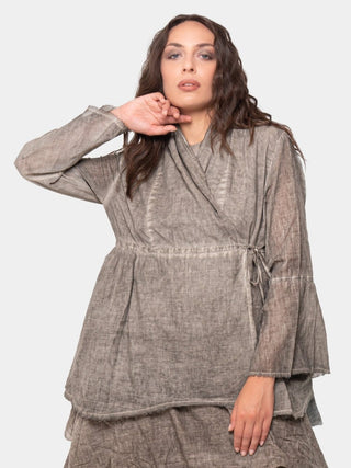 Shawl Collar Wrap Top - Baci Fashion