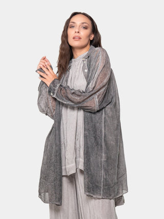 Sheer Collared Longline Shirt - Baci Fashion