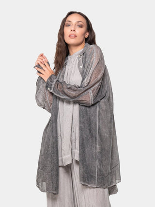 Sheer Collared Longline Shirt - Baci Fashion