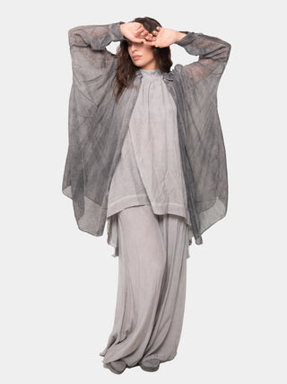 Sheer Collared Longline Shirt - Baci Fashion