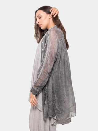 Sheer Collared Longline Shirt - Baci Fashion