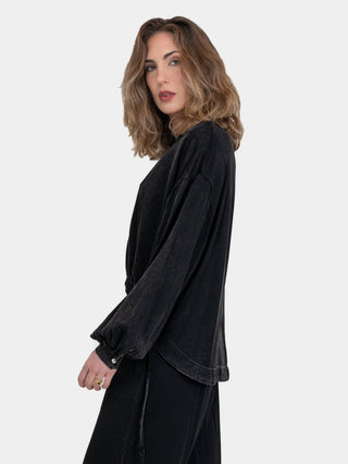 Short Bolero Shirt with Drawstrings - Baci Fashion