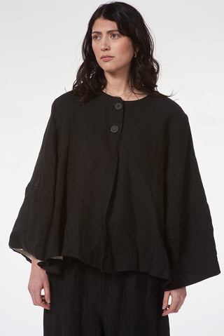 Short Linen Jacket with Puff Sleeves - Baci Fashion
