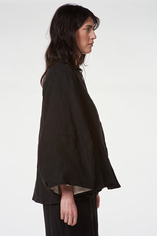 Short Linen Jacket with Puff Sleeves - Baci Fashion