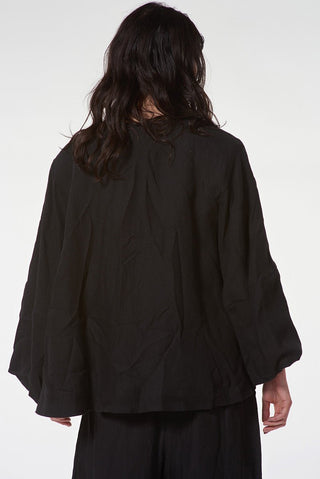 Short Linen Jacket with Puff Sleeves - Baci Fashion