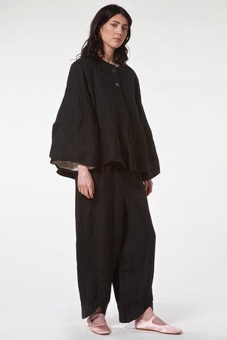 Short Linen Jacket with Puff Sleeves - Baci Fashion