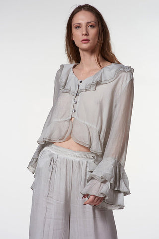 Short Shirt with Ruffles - Baci Fashion