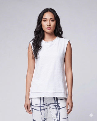 Silk Blend Raw Seam Crewneck Tank - Baci Fashion