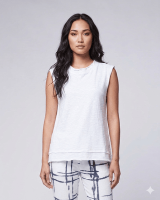 Silk Blend Raw Seam Crewneck Tank - Baci Fashion