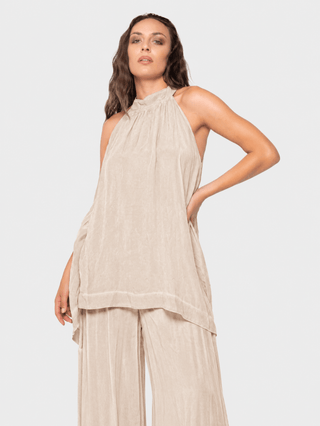Silky Hi Low Halter Blouse - Baci Fashion