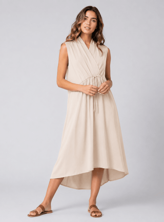 Sleeveless Drawstring Wrap Dress - Baci Fashion