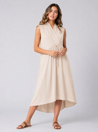 Sleeveless Drawstring Wrap Dress - Baci Fashion
