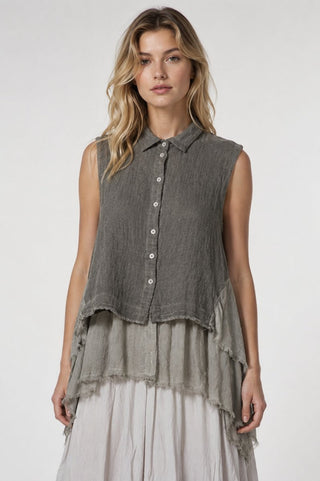 Sleeveless Shirt with Side Slits - Baci Fashion