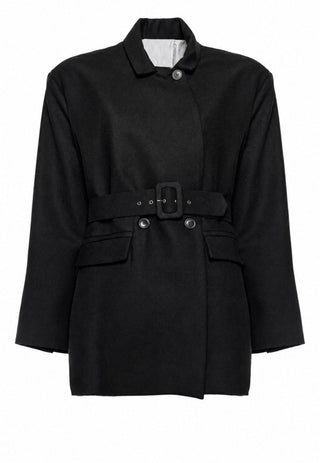 Solid-Colored Jacket with Belt - Baci Fashion