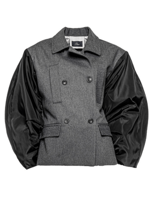 Solid - Colored Jacket with Taffeta Sleeves - Baci Fashion