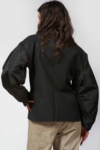 Solid - Colored Jacket with Taffeta Sleeves - Baci Fashion