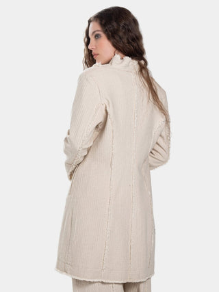 Spliced Raw Edge Long Jacket - Baci Fashion