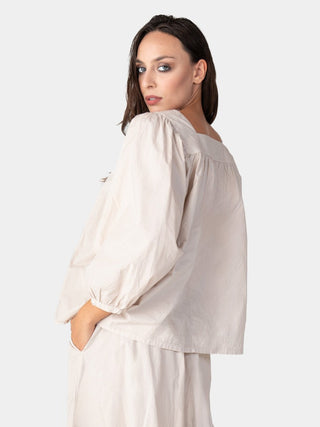 Square Neck Organic Cotton Peasant Blouse - Baci Fashion