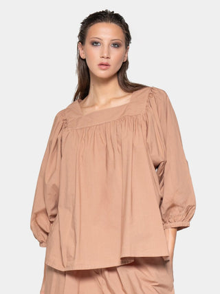 Square Neck Organic Cotton Peasant Blouse - Baci Fashion