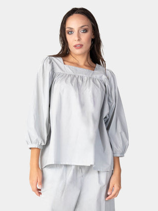 Square Neck Organic Cotton Peasant Blouse - Baci Fashion