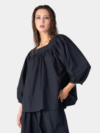 Square Neck Organic Cotton Peasant Blouse - Baci Fashion