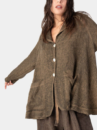 Stonewashed Button Up Linen Blazer - Baci Fashion