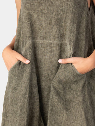 Stonewashed Linen Elastic Hem Tunic - Baci Fashion