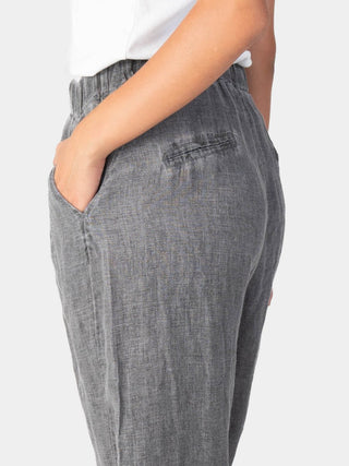 Stonewashed Linen Elastic Waist Pants - Baci Fashion