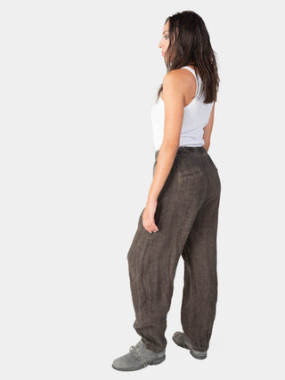 Stonewashed Linen Elastic Waist Pants - Baci Fashion