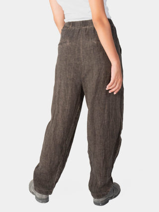 Stonewashed Linen Elastic Waist Pants - Baci Fashion